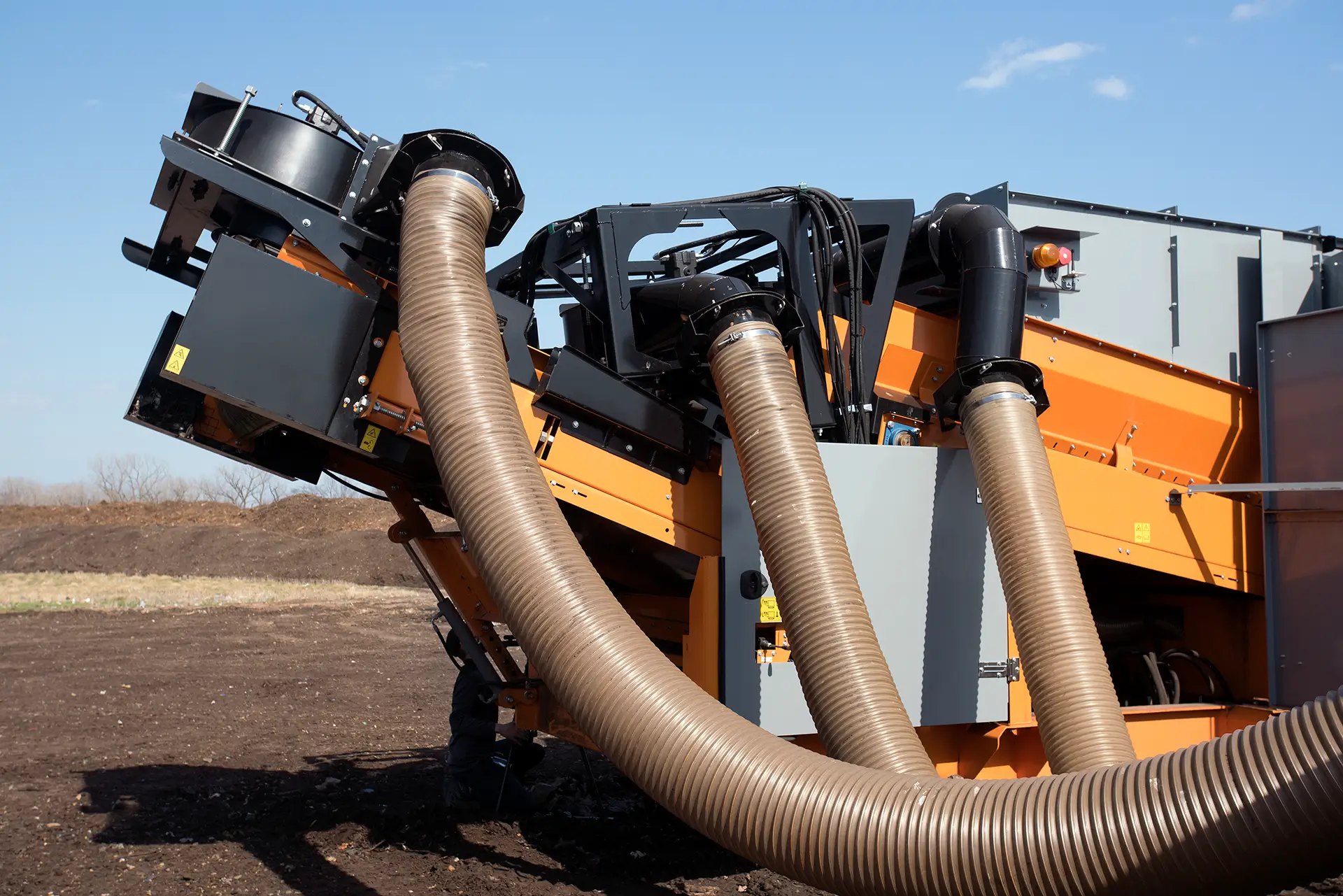 A closeup of the EcoSift Ventus unit, including suction tubes.