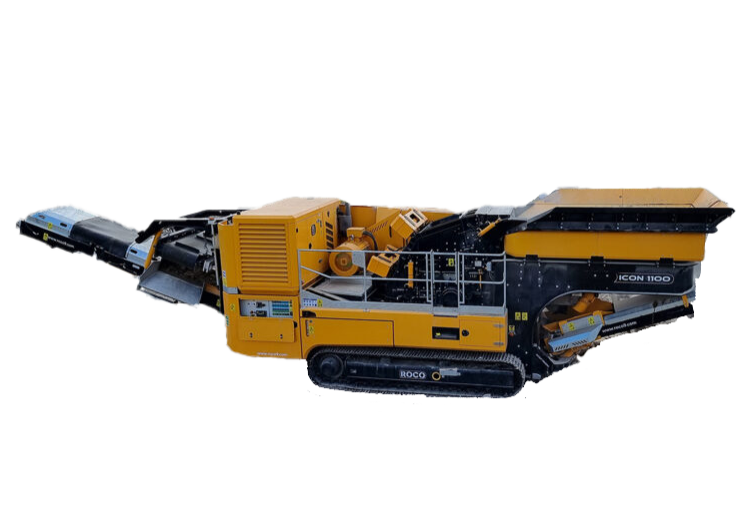A cut-out image of the tracked hybrid diesel / electric Roco Icon 1100 Impact Crusher.
